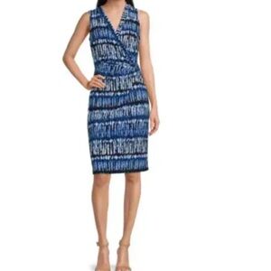 NWT Tommy Hilfiger Tie Dye Surplice V-Neck Sleeveless Faux Wrap Dress